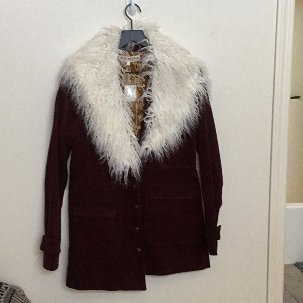 Free people Lady Lane faux fur collar jacket